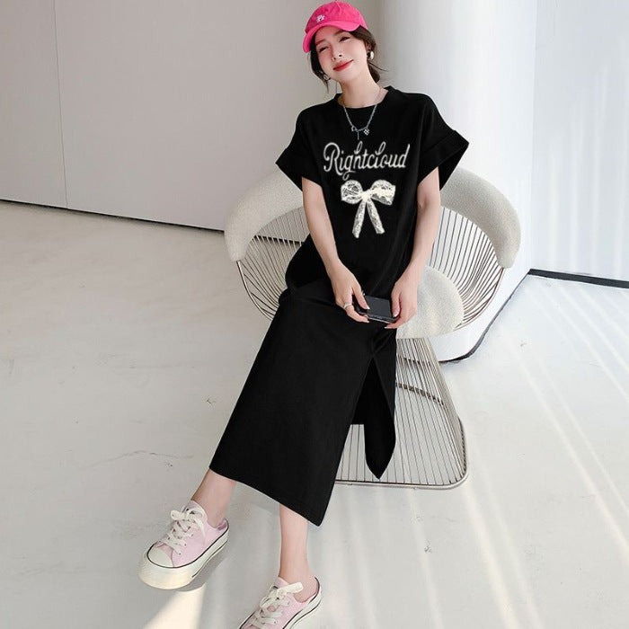 レディース ゆったり ロングスカート ワンピース 半袖Tシャツ
