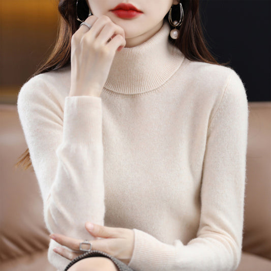 ハイネックウールセーター レディース 秋冬 100%ウール ゆったりセーター プルオーバー ウールニット