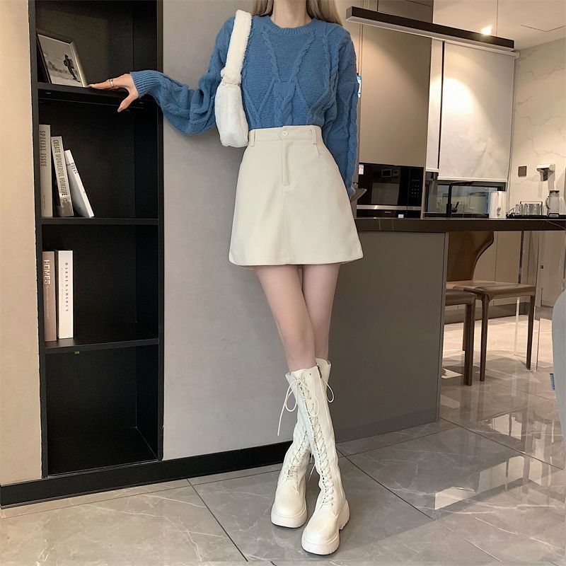 Fat mm プラスサイズ女性用コーデュロイ Aラインスカート、秋、新デザイン、ハイウエスト、ブラック、スリム、ヒップにぴったり合うショートスカート