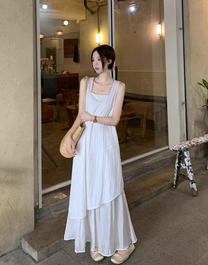 レディース ワンピース ロングスカート ノースリーブ