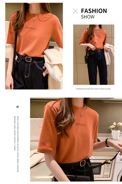レディース ゆったり レタープリント 半袖Tシャツ カジュアル