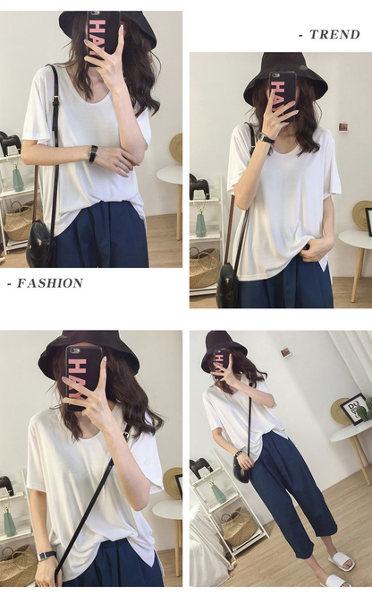 レディース ゆったり 半袖レディースTシャツ Vネック トップス