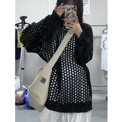 レディース ニット ゆったりとした透かしニット フリーサイズ