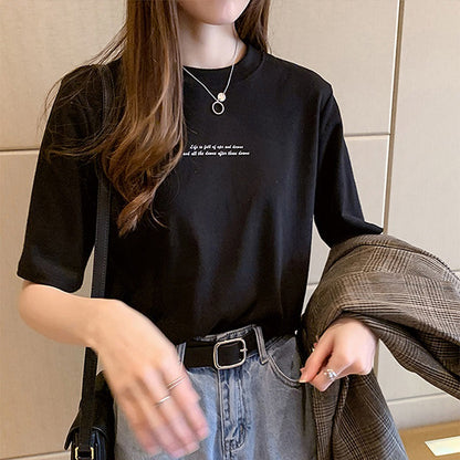 レディース ゆったり レタープリント 半袖Tシャツ カジュアル