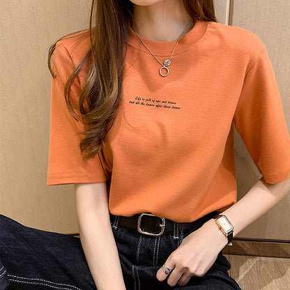 レディース ゆったり レタープリント 半袖Tシャツ カジュアル