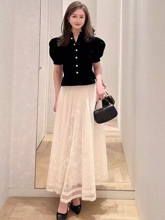礼服 レディース ワンピース 上品ベロアチュールスカートセット