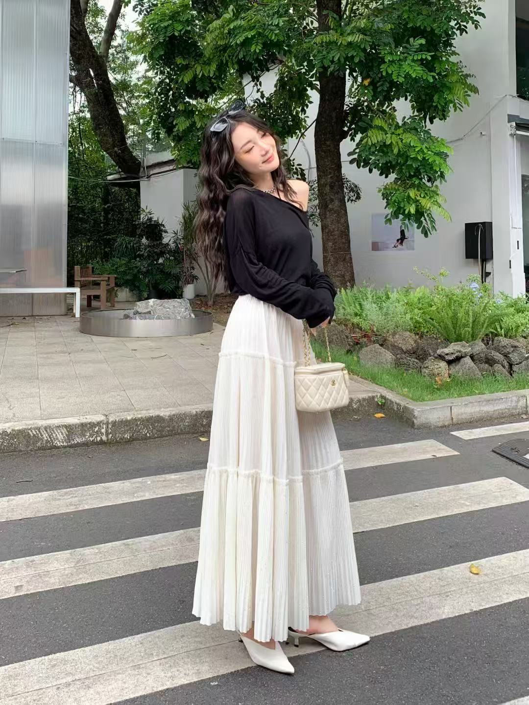 ドット柄 ロングスカート 上品 フレア 大人可愛い
