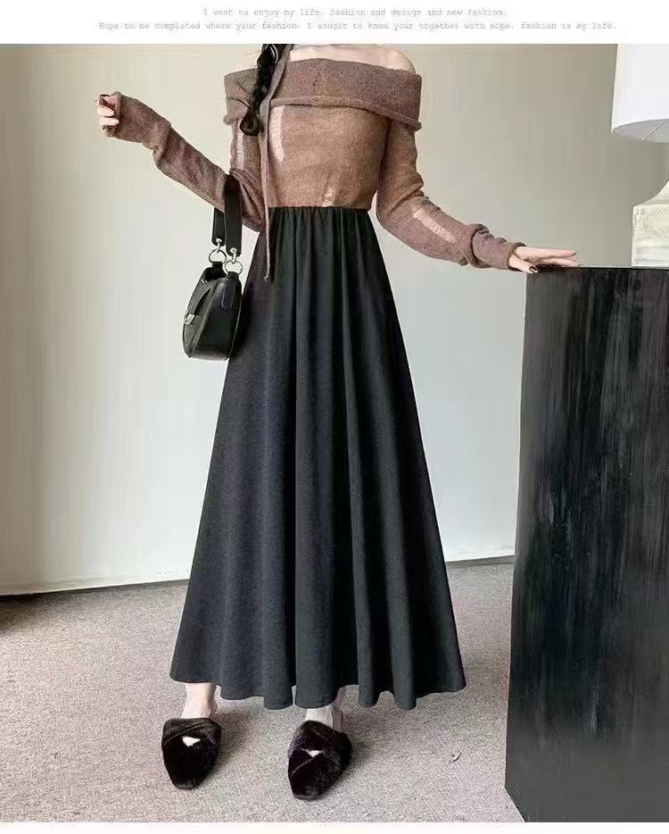 スカート ニット おしゃれロングスカートふわふわ素材