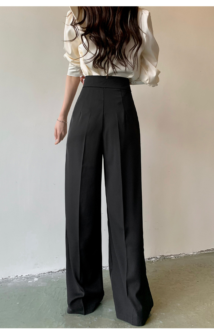 ワイドレッグウエストパンツ ハイウエスト ストレート フロアモップパンツ