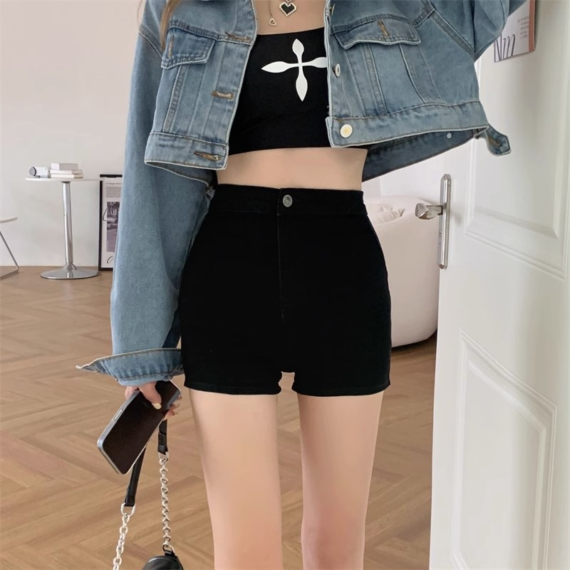 レディース ハイウエスト ショートデニムパンツ