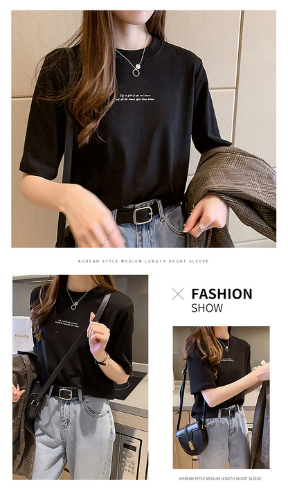 レディース ゆったり レタープリント 半袖Tシャツ カジュアル