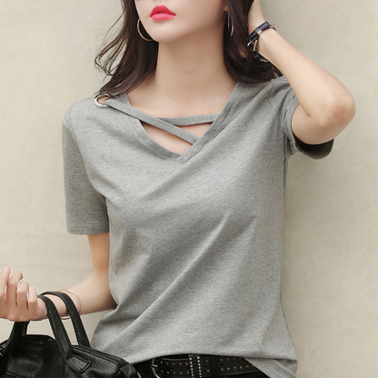 レディース Vネック 半袖Tシャツ