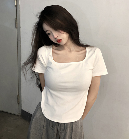 レディース Uネック 半袖Tシャツ