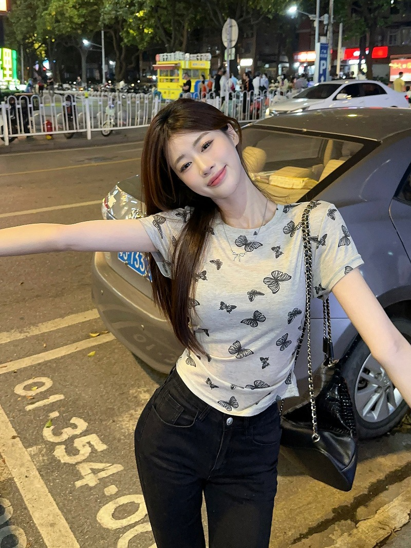 レディース バタフライ 半袖Tシャツ 蝶々