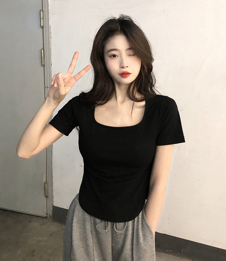 レディース Uネック 半袖Tシャツ