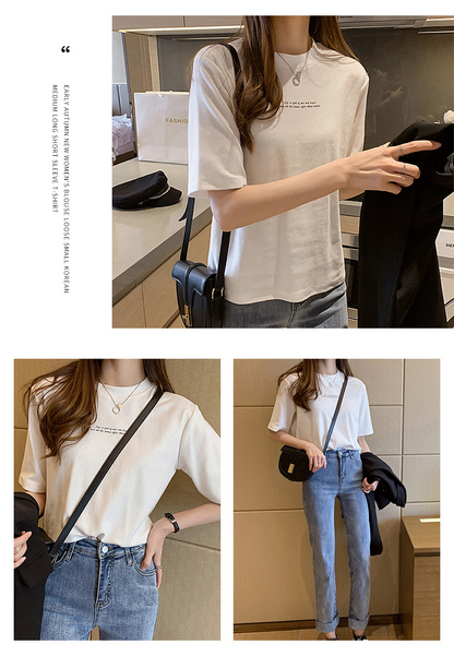 レディース ゆったり レタープリント 半袖Tシャツ カジュアル