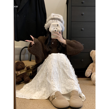 ベルベット プリーツ Aラインスカート ミドル丈