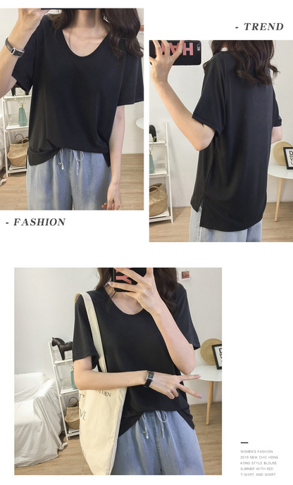 レディース ゆったり 半袖レディースTシャツ Vネック トップス