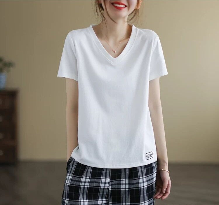 レディース Vネック半袖Tシャツ