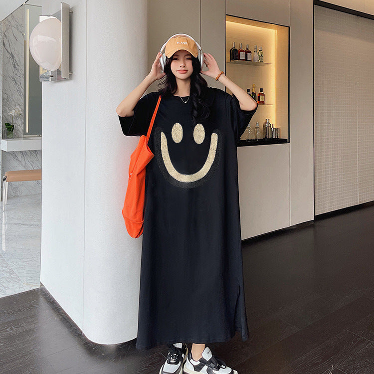 レディース ゆったり カジュアル 半袖 ロングスカート ワンピース  半袖Tシャツ 丸首