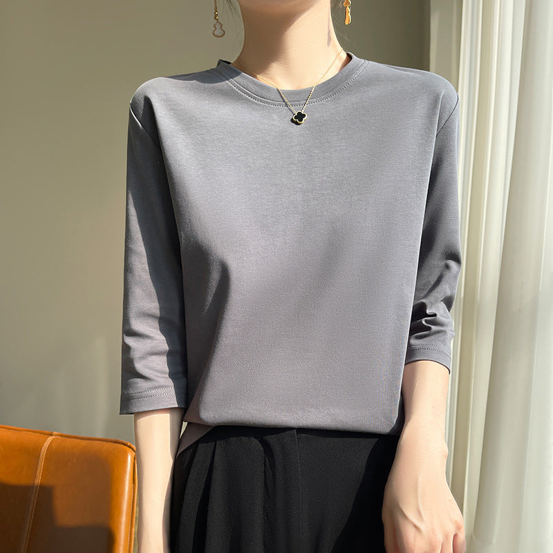 レディース シルク 七分袖 tシャツ