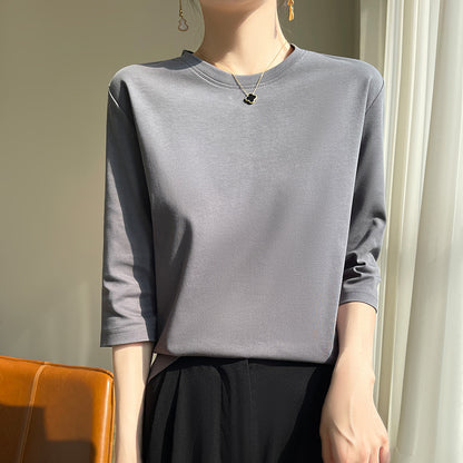 レディース シルク 七分袖 tシャツ