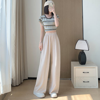 レディース ワイドレックパンツ ハイウエスト ストレート カジュアル 薄手