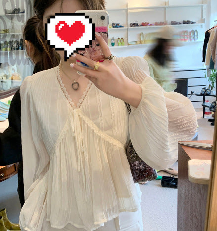 レディース レース シャツ ブラウス Vネック