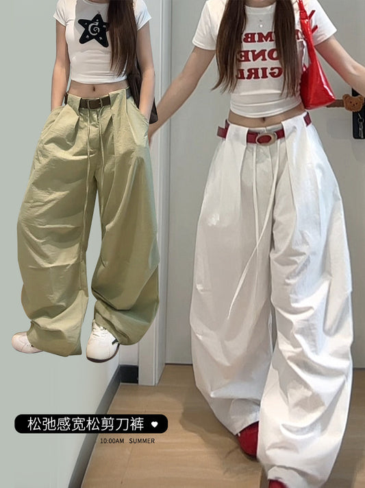 ハイウエスト ワイドレッグパンツ レディース ゆったりスタイル カジュアルパンツ 万能 スポーツパンツ