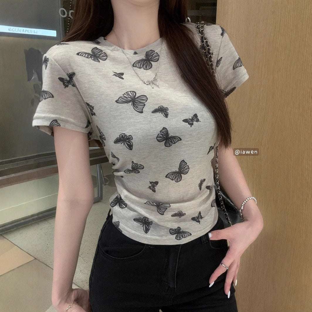 レディース バタフライ 半袖Tシャツ 蝶々