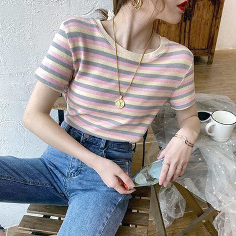 レディース ボーダー 半袖Tシャツ ストライプ