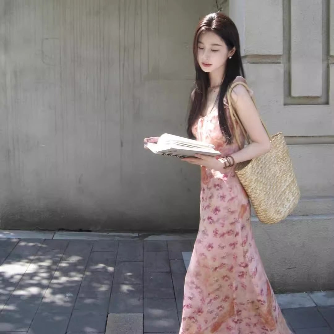 レディース 花柄 ロングワンピース ノースリーブ ロングスカート フラワー