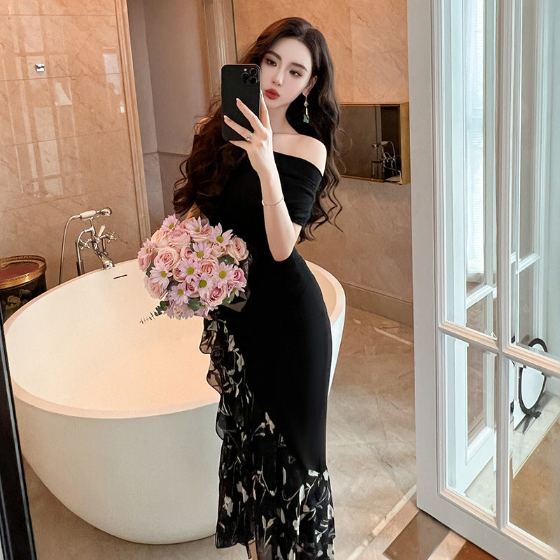 レディース セクシーワンピース フィッシュテールドレス 花柄 フラワー
