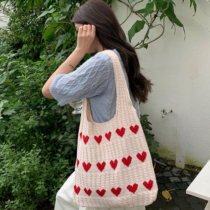 ニット素材 バッグ ハート 編み込み