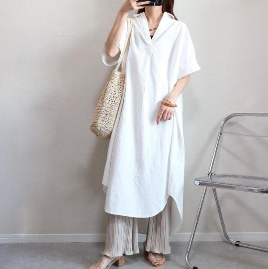 半袖 チュニック ロングワンピース ゆったり 体型カバー
