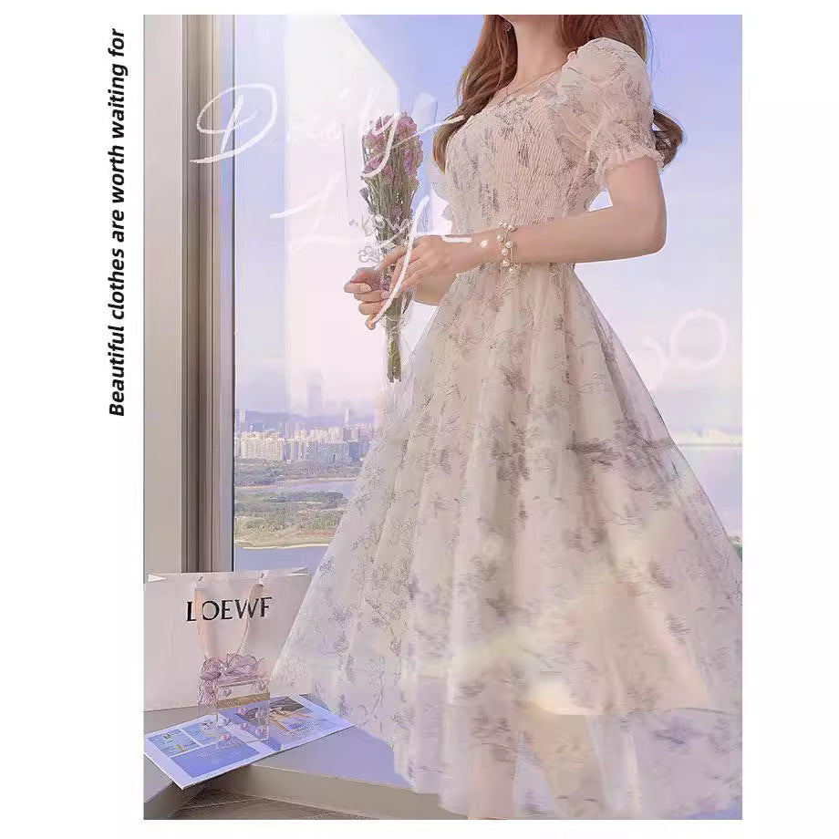 レディース シフォンワンピース 花柄 フラワーワンピース