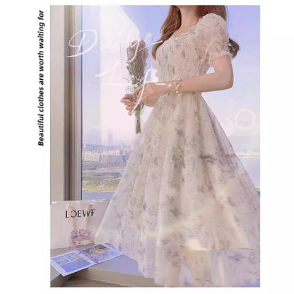 レディース シフォンワンピース 花柄 フラワーワンピース