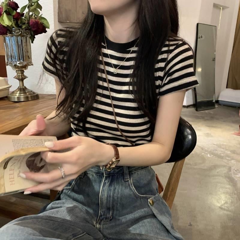 レディース ボーダー 半袖Tシャツ ストライプ カジュアル