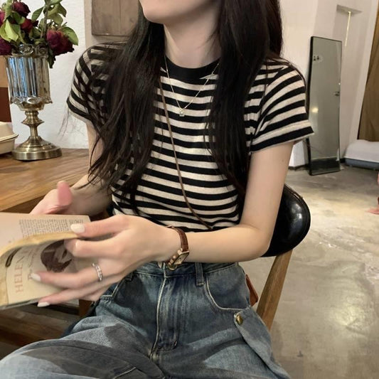 レディース ボーダー 半袖Tシャツ ストライプ カジュアル