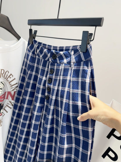 レディース チェック柄 ワイドパンツ カジュアルパンツ ゆったり