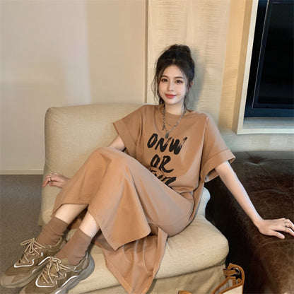 レディース ゆったり カジュアル ロングスカート ワンピース  半袖Tシャツ