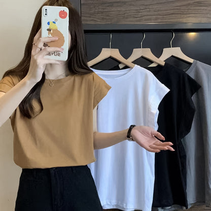 レディース ゆったり Tシャツ ノースリーブ タンクトップ トップス 無地