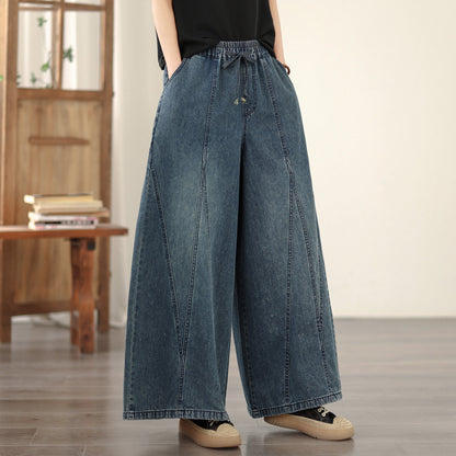 レディース ゆったりとした ワイドレッグジーンズ ストレート ワイドパンツ