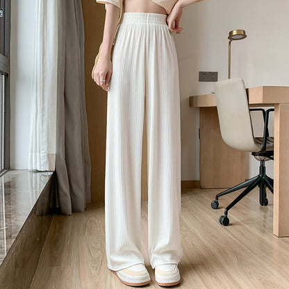 レディース アイスシルク ワイドレックパンツ ストレート 薄手