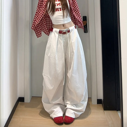 ハイウエスト ワイドレッグパンツ レディース ゆったりスタイル カジュアルパンツ 万能 スポーツパンツ