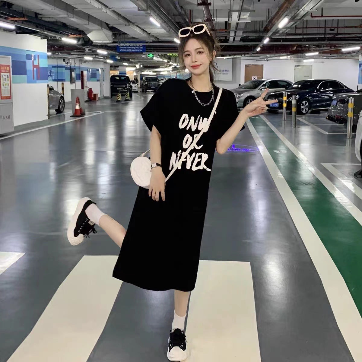 レディース ゆったり カジュアル ロングスカート ワンピース  半袖Tシャツ