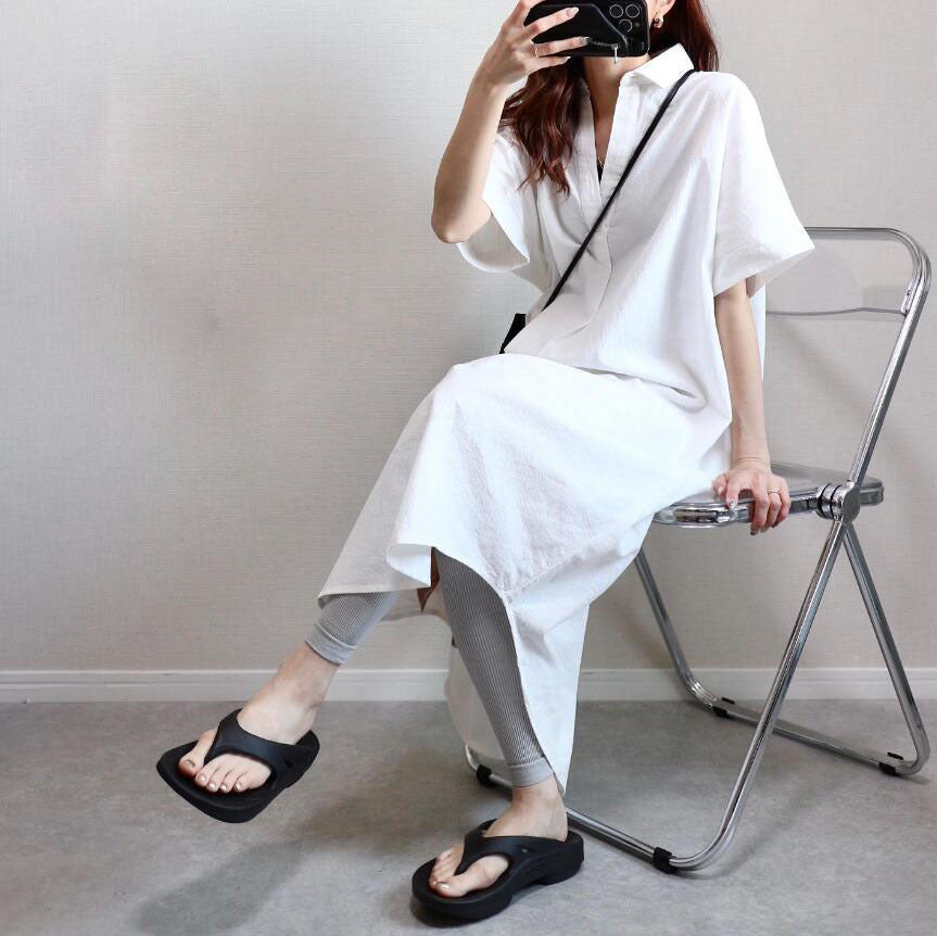 半袖 チュニック ロングワンピース ゆったり 体型カバー