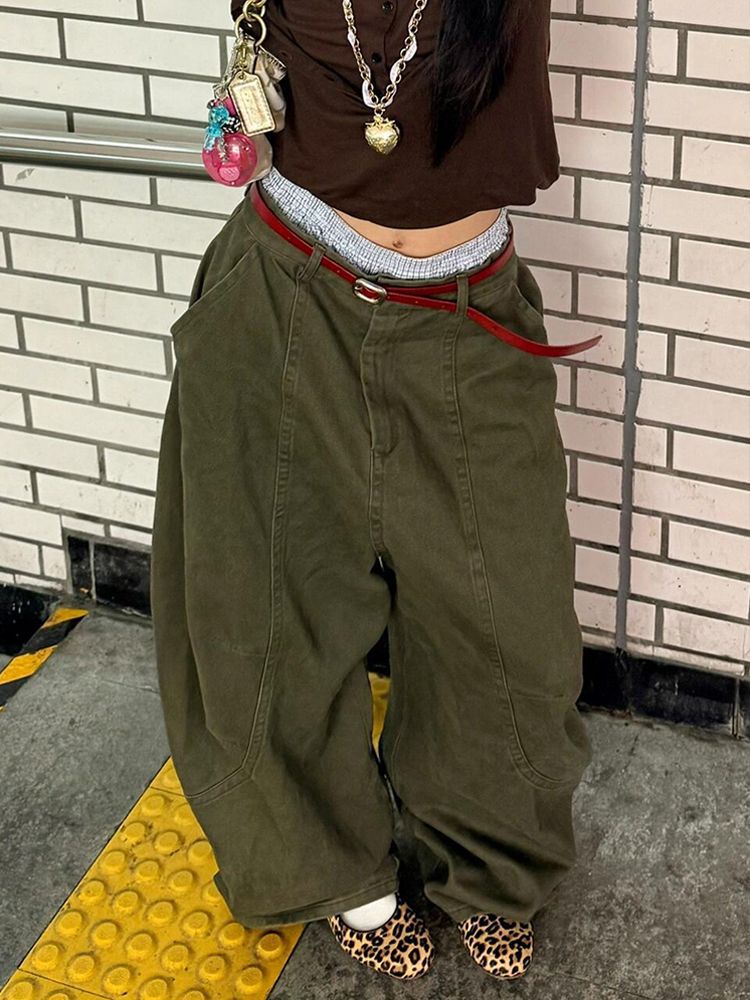レディース アメリカンレトロ ウォッシュ ジーンズ フロアモップパンツ