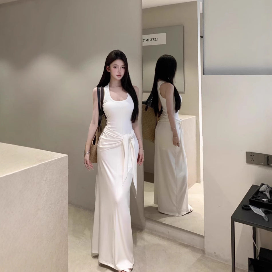 レディース ショール付き ロングワンピース ノースリーブ ロングスカート