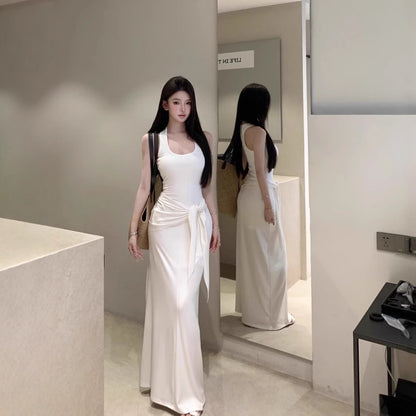 レディース ショール付き ロングワンピース ノースリーブ ロングスカート